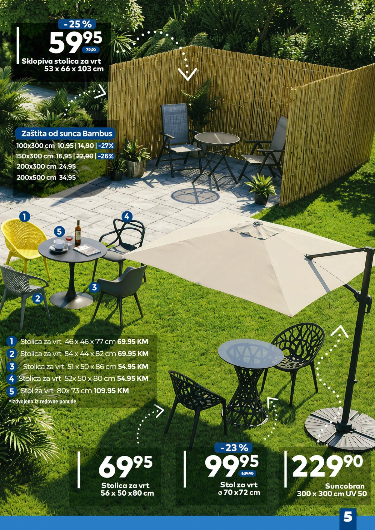 Bingo katalog Ljeto u dvorištu – vrtni stolovi, stolice, suncobrani i zaštita od sunca