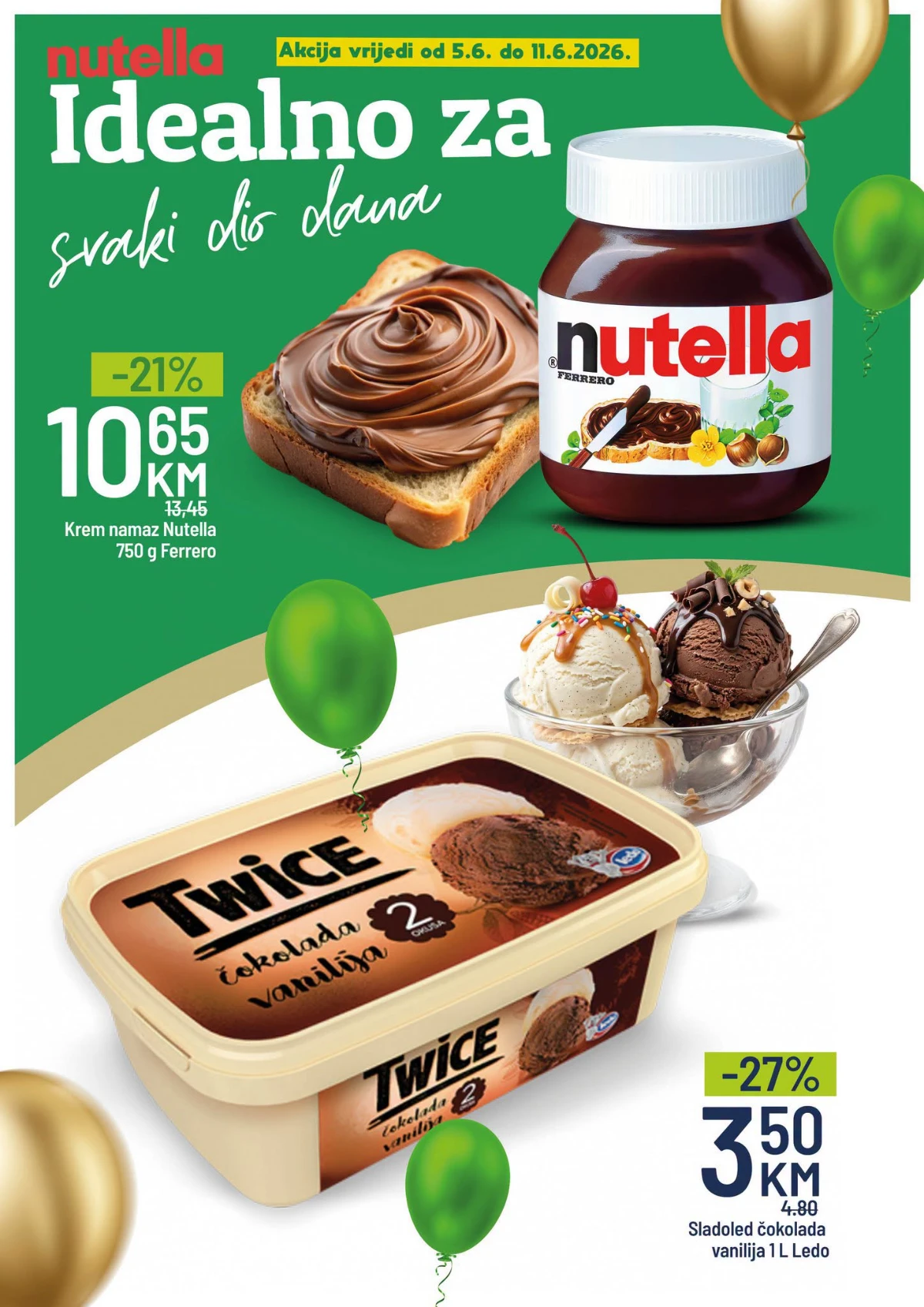 Bingo akcija Mostar – Nutella 750 g i sladoled Twice