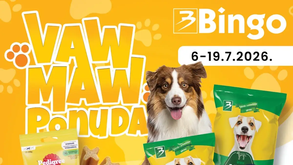 Bingo Vaw Maw ponuda od 06.07. do 03.08.2026. sa popustima do 50% na hranu, opremu i pribor za kućne ljubimce