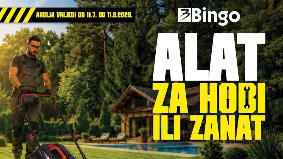Bingo katalog Alat za hobi ili zanat – motorne kosilice, bušilice, brusilice, visokotlačni perači i ručni alat na akciji do 11.08.2026.