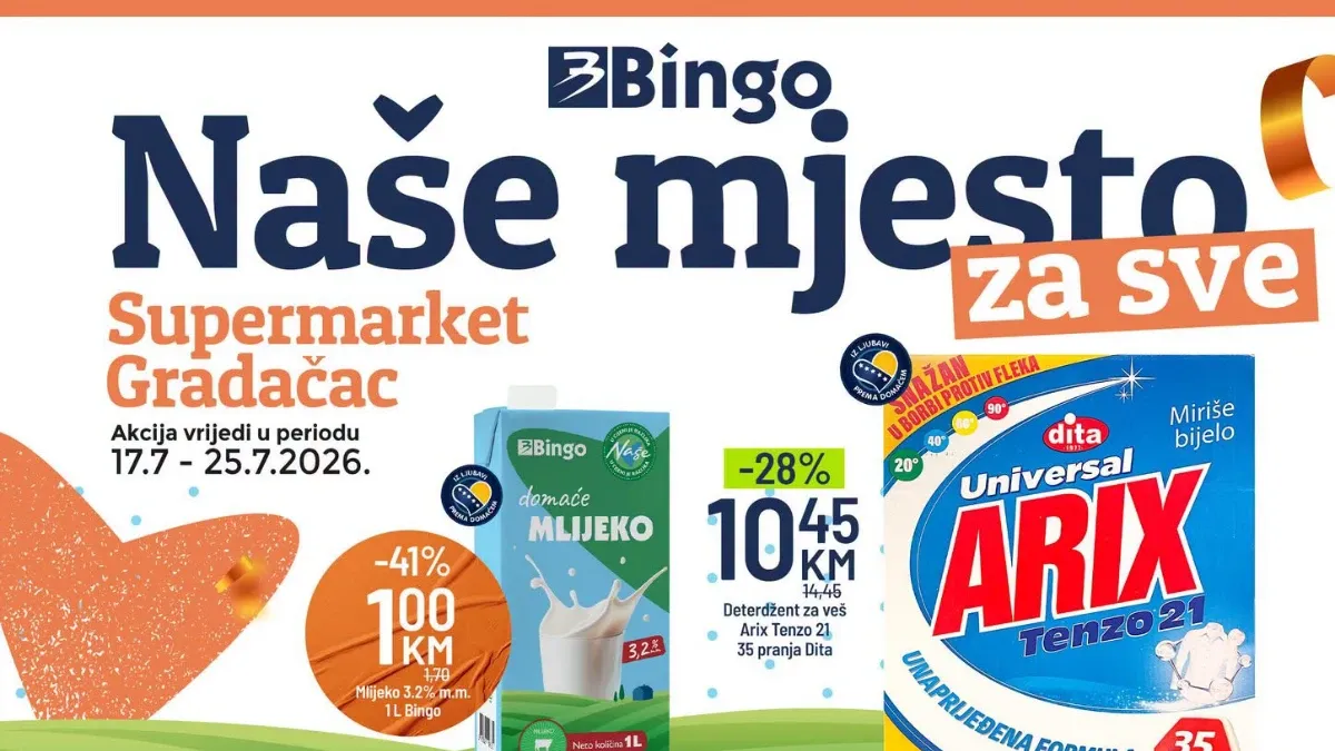 Bingo Naše Mjesto Gradačac 17.07. do 25.07.2026. – veliko otvaranje uz popuste do 41%