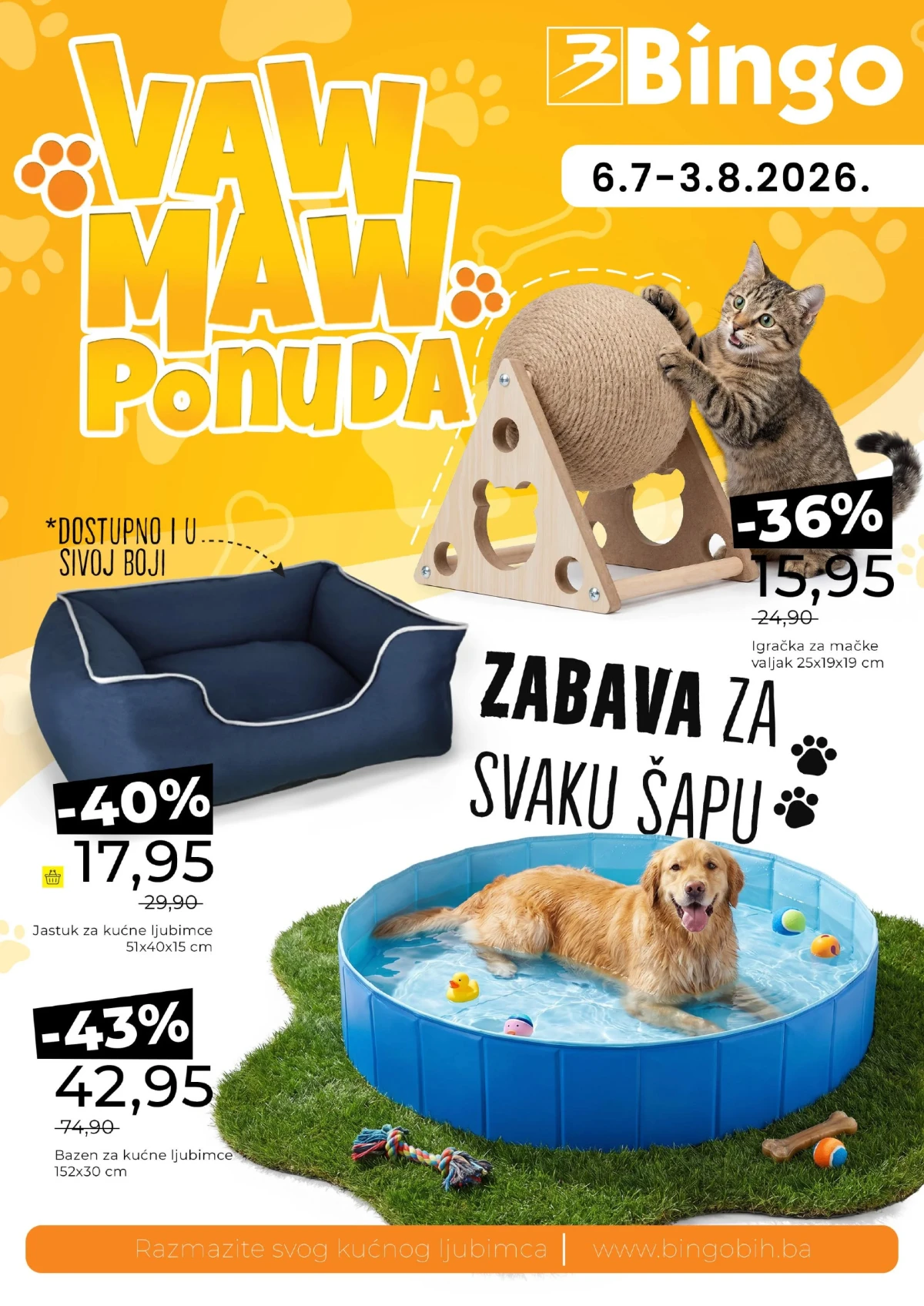 Bingo VAW MAW ponuda do 03.08.2026. – oprema za kućne ljubimce uz popuste do 50%