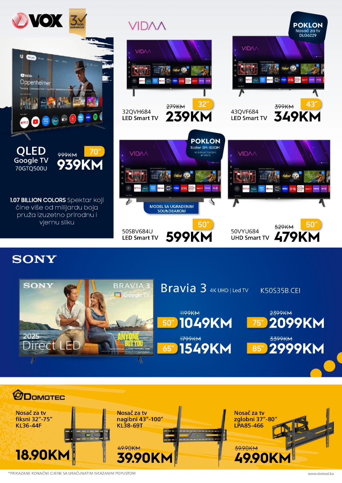 Domod katalog strana 5 VOX i Sony televizori te TV nosači