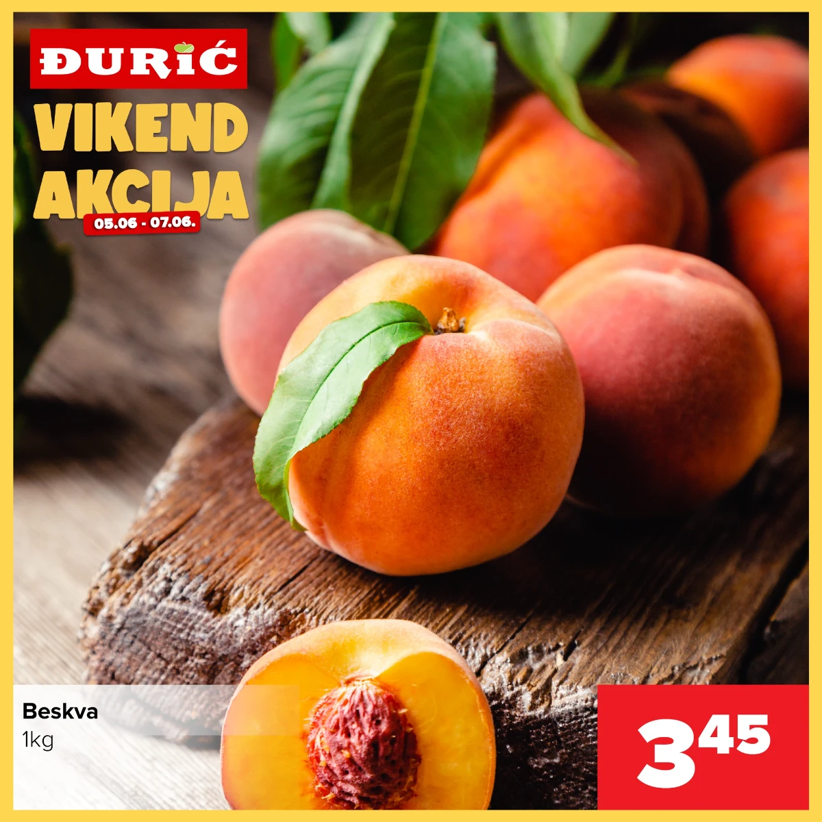 Đurić vikend akcija 05-07.06.2026 – breskva 3,45 KM po akcijskoj cijeni