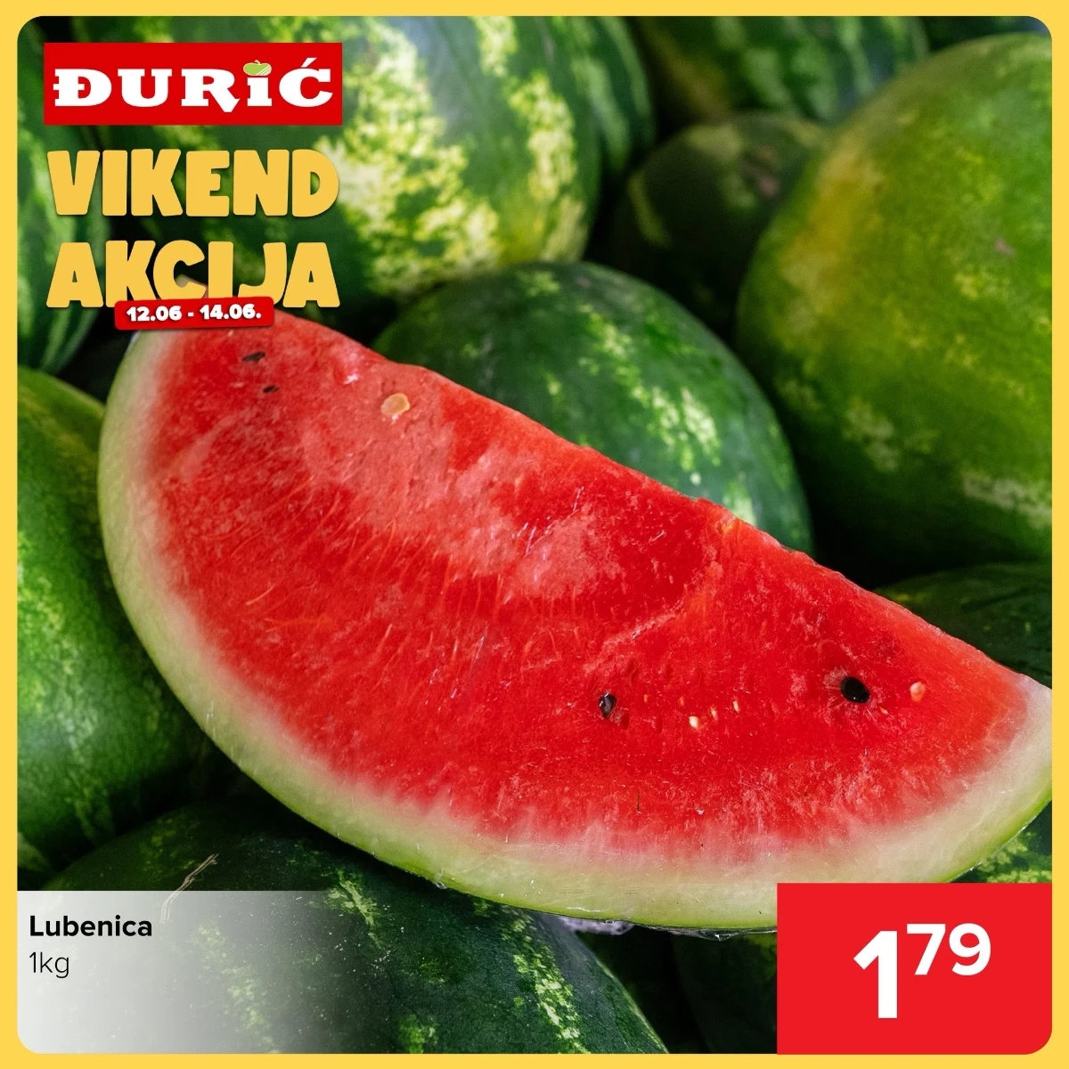 Đurić vikend akcija do 14.06.2026 – lubenica 1,79 KM po akcijskoj cijeni