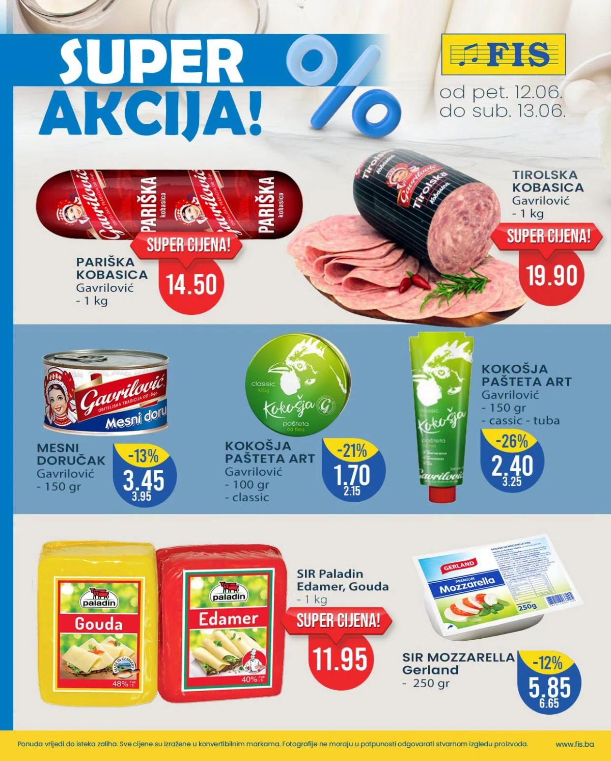 FIS Super akcija – Gavrilović proizvodi, sirevi Paladin i mozzarella na sniženju