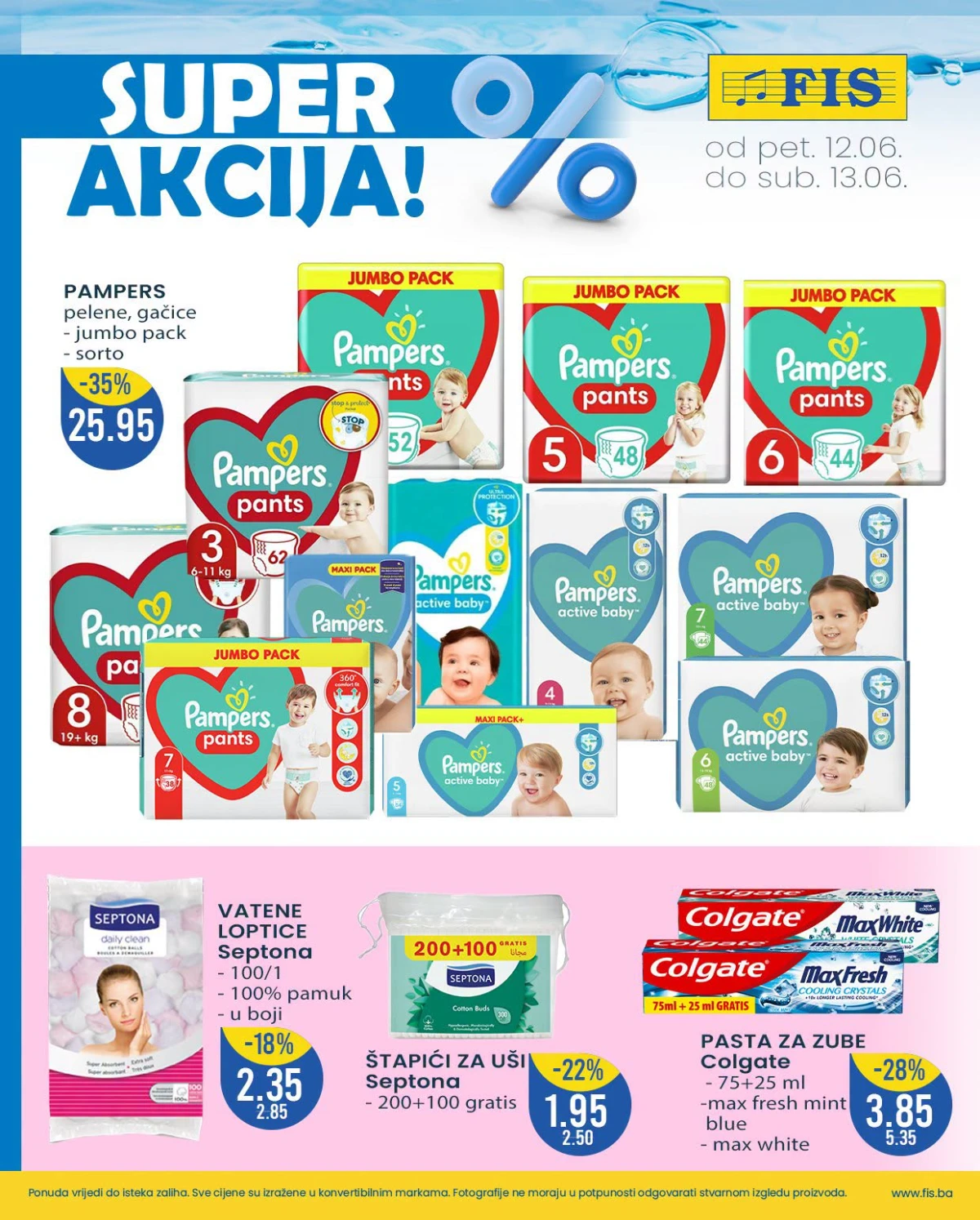 FIS Super akcija – Pampers pelene, Colgate pasta za zube i Septona proizvodi