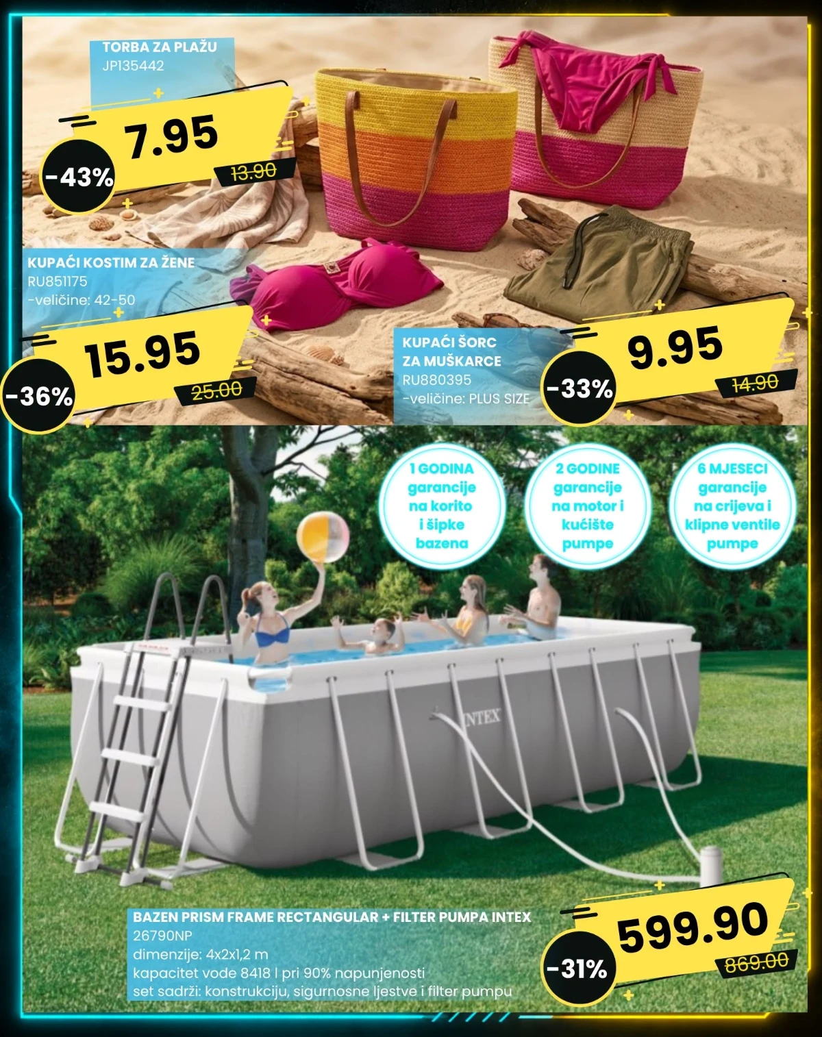 FIS PLUS Sedmica – torbe za plažu, kupaći kostimi i Intex bazen na akciji