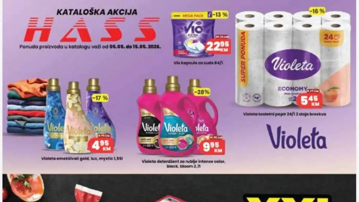 HASS kataloška akcija maj 2026 Violeta Nutella kafa sokovi i kućna hemija na sniženju do 15.05.2026