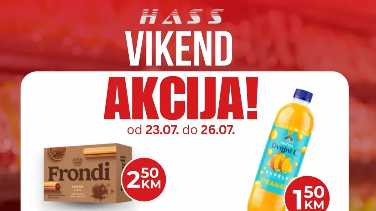 HASS vikend akcija do 26.07.2026. – super cijene na prehranu, piće, deterdžente, salame i druge proizvode