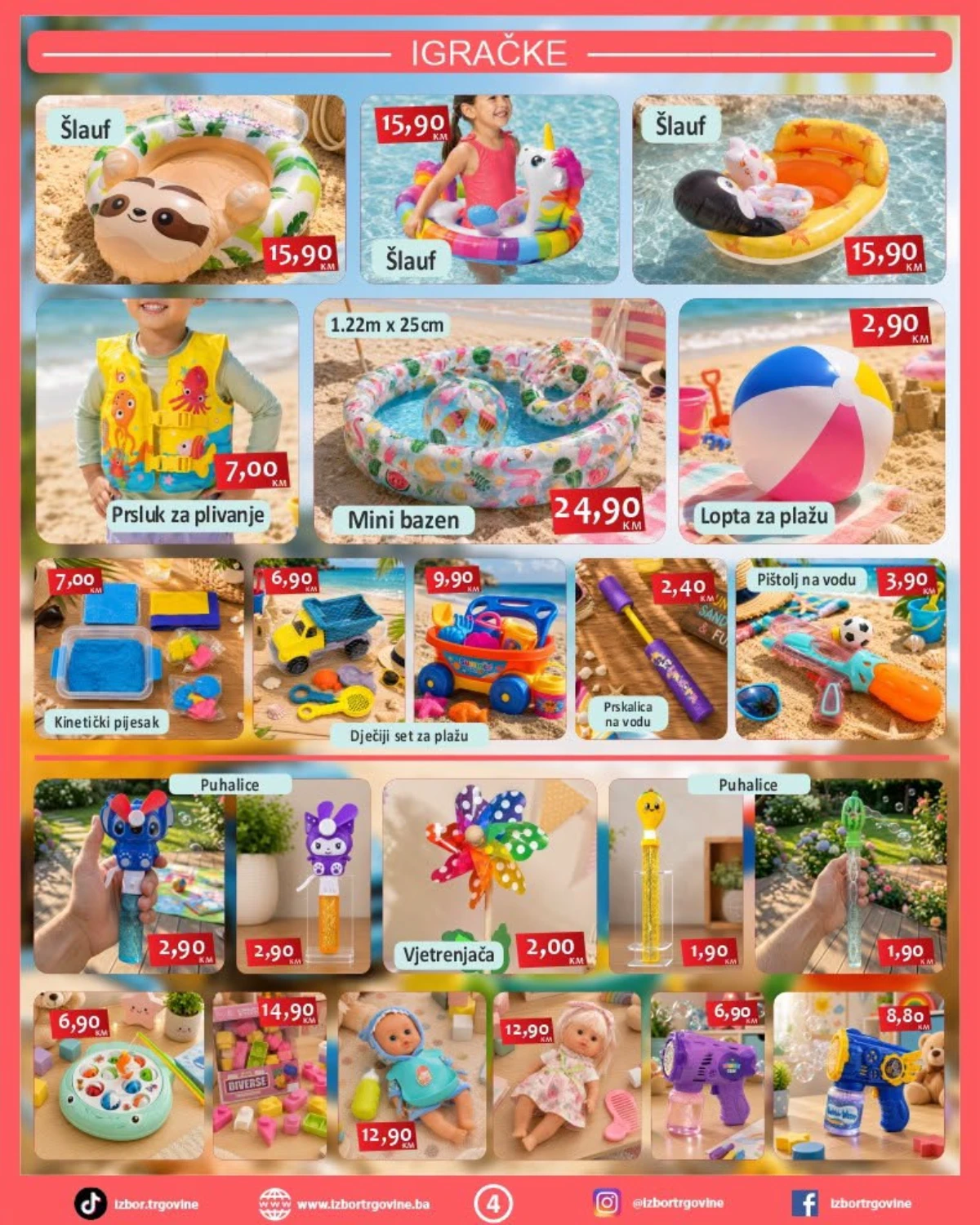 Izbor trgovine igračke za plažu – bazeni, šlaufi, lopte i dječije igračke