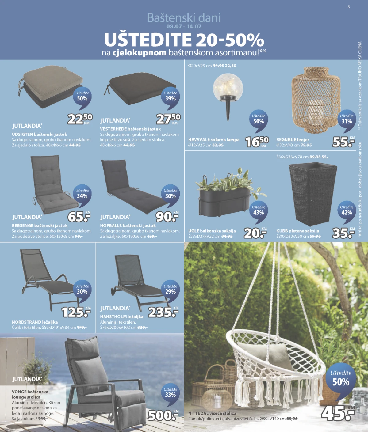 JYSK baštenski jastuci, ležaljke, saksije i dekoracije