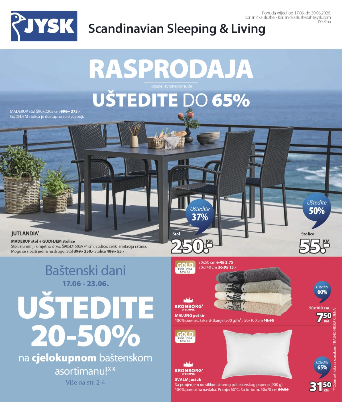 JYSK rasprodaja do 65% popusta na namještaj, madrace i proizvode za dom do 30.06.2026