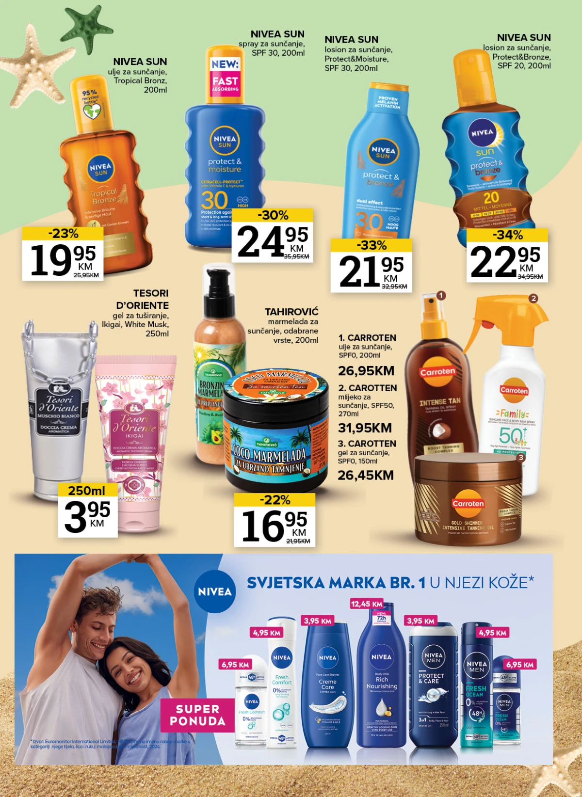 Proizvodi za sunčanje i zaštitu kože u Konzum i Mercator katalogu