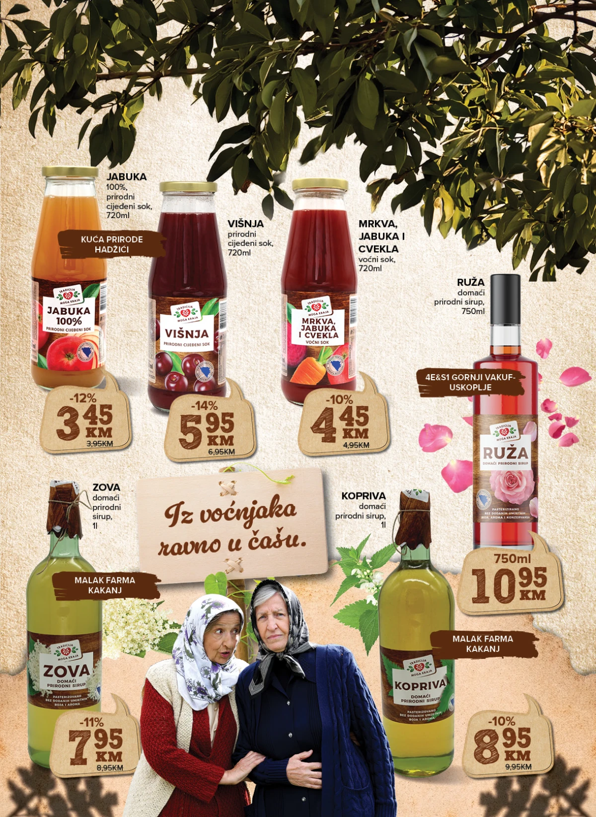 Konzum i Mercator akcija na prirodne sokove, sirupe i voćne napitke