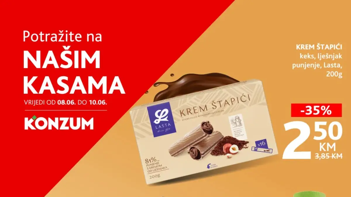 Konzum akcija do 35% popusta – Krem štapići 2,50 KM, Fruvita 1,70 KM i Hell Ice Coffee 1,80 KM