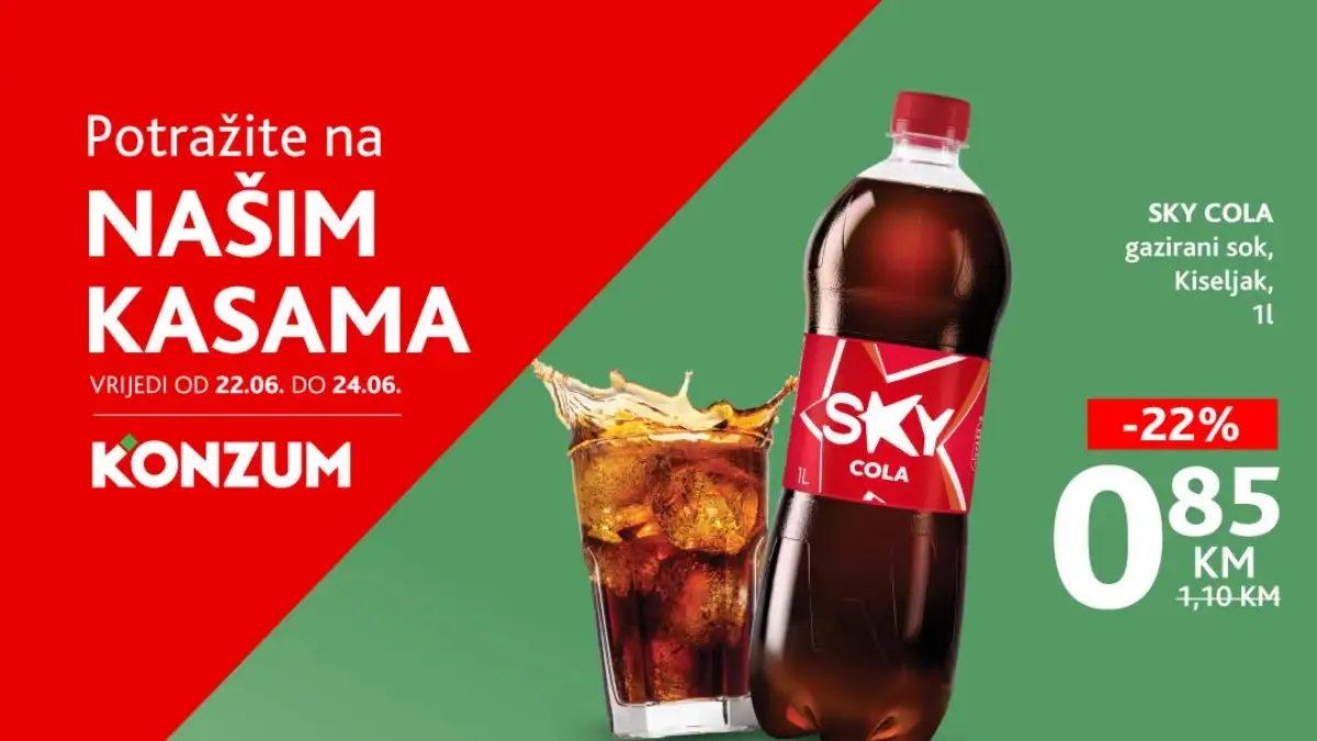 Konzum akcija na kasama od 22.06. do 24.06.2026 – popusti do 28% na proizvode za svakodnevnu kupovinu