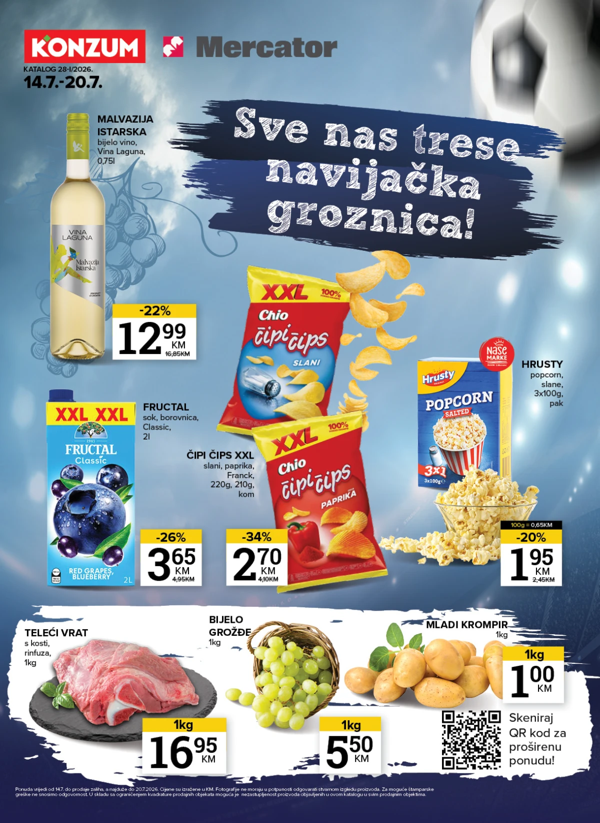 Konzum i Mercator katalog od 14. do 20.07.2026. donosi cijene od 0,45 KM, navijačke ponude i uštede do 57%