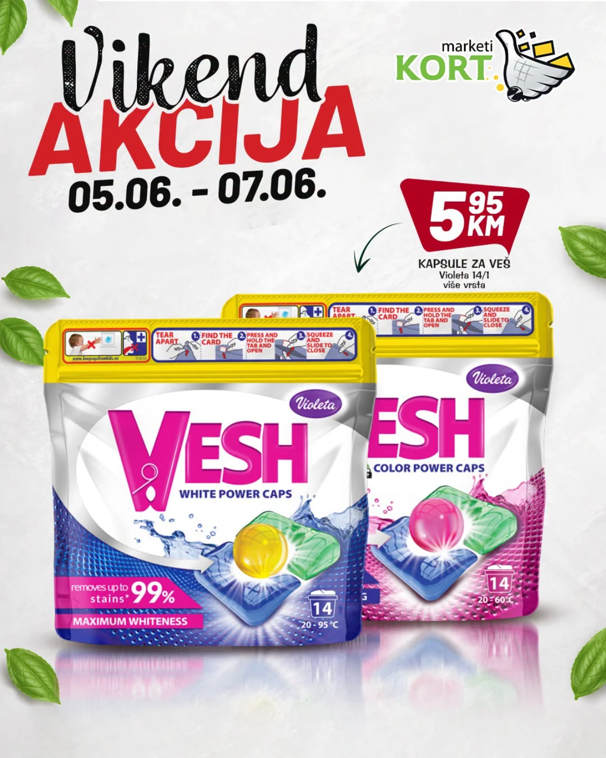 Kort vikend akcija do 07.06.2026 – Violeta Vesh kapsule za veš 5,95 KM