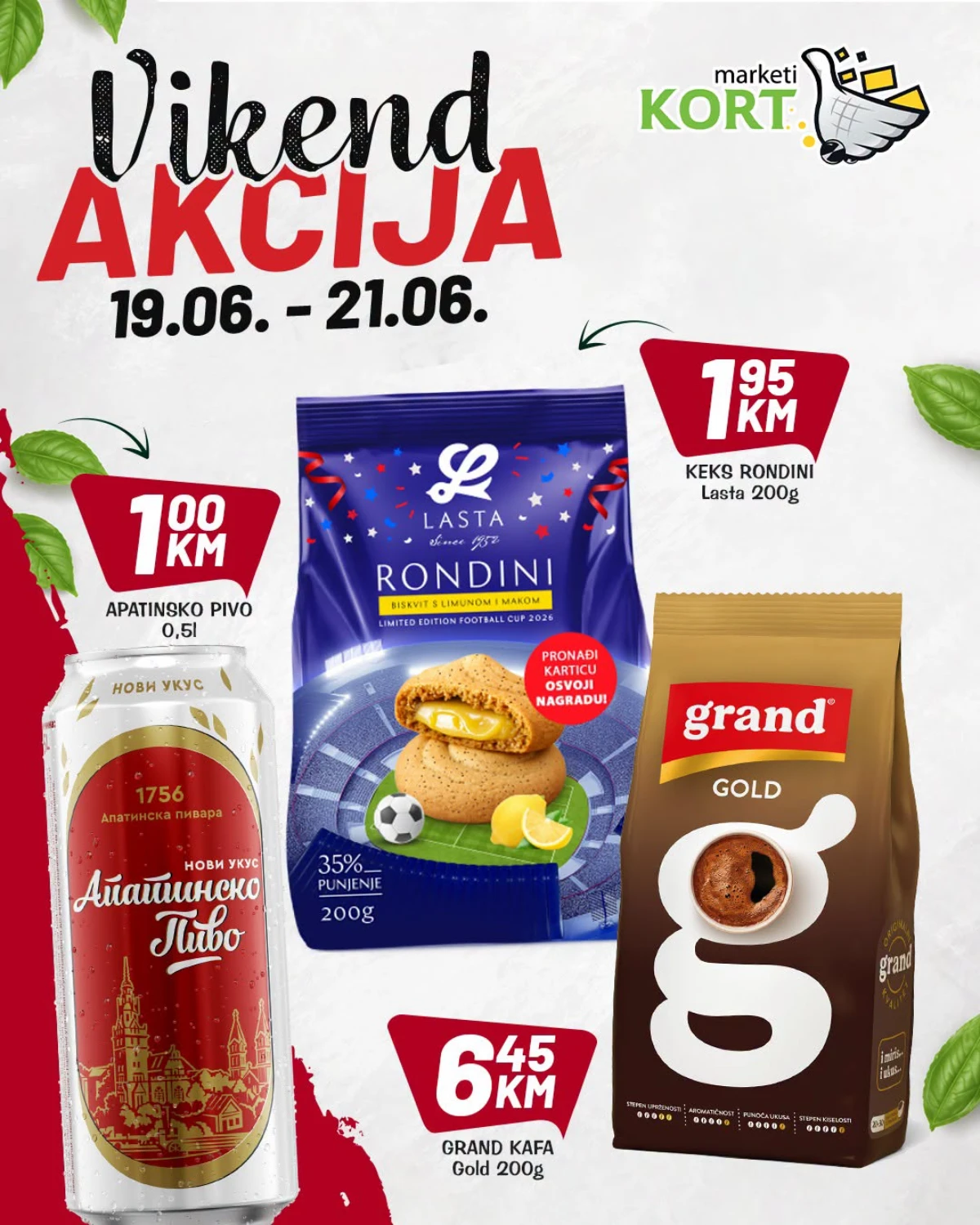 Kort Marketi vikend akcija – Grand Gold kafa 6,45 KM i Rondini keks 1,95 KM