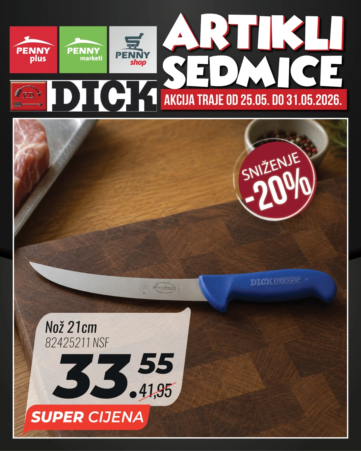 Penny artikli sedmice – F.Dick noževi i kuhinjski pribor Penny katalog strana 1 – F.Dick nož 21 cm na sniženju do 31.05.2026