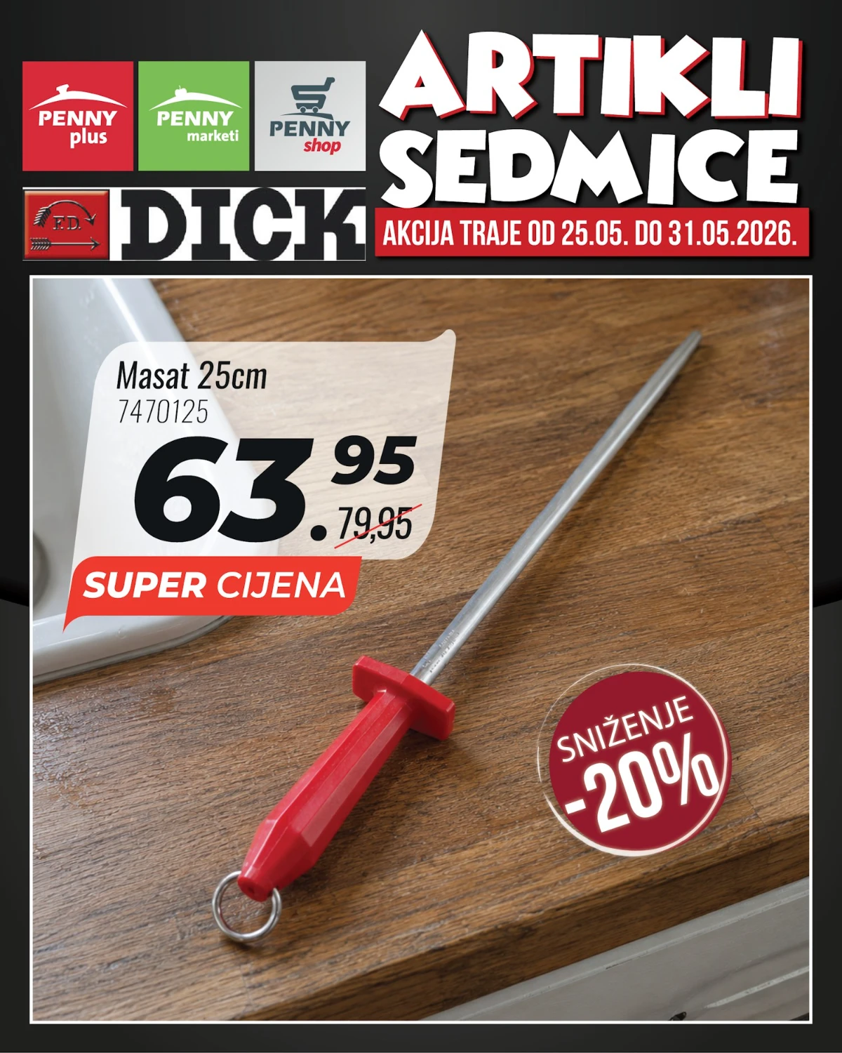 Penny artikli sedmice – masat 25 cm Penny katalog strana 9 – masat 25 cm na sniženju do 31.05.2026