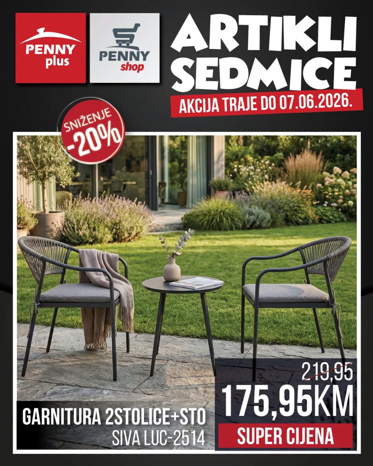 Penny katalog strana 2 – garnitura 2 stolice i sto Siva Luc 2514 za 175,95 KM