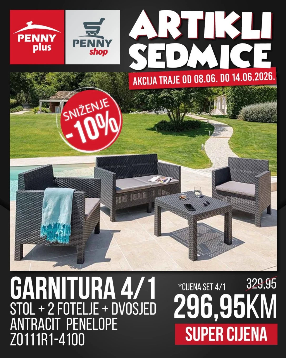 Vrtna garnitura Penelope 4/1 na akciji u Penny Plus katalogu