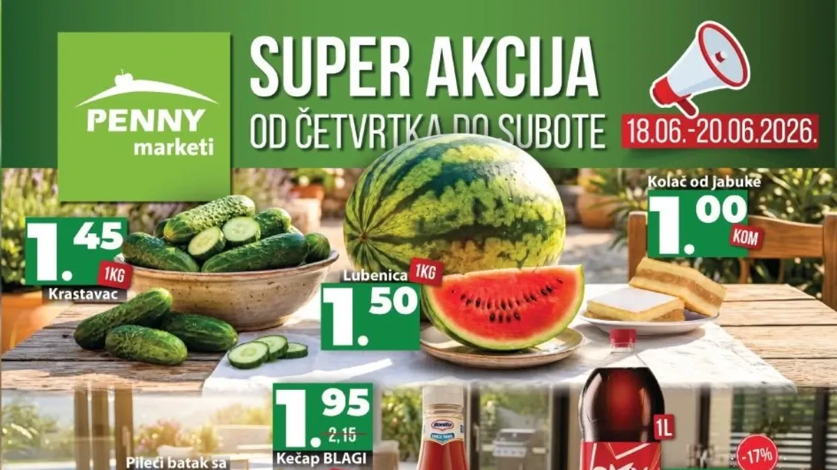 Penny Market super akcija do 20.06.2026 – vikend ponuda prehrane, pića i kućnih potrepština