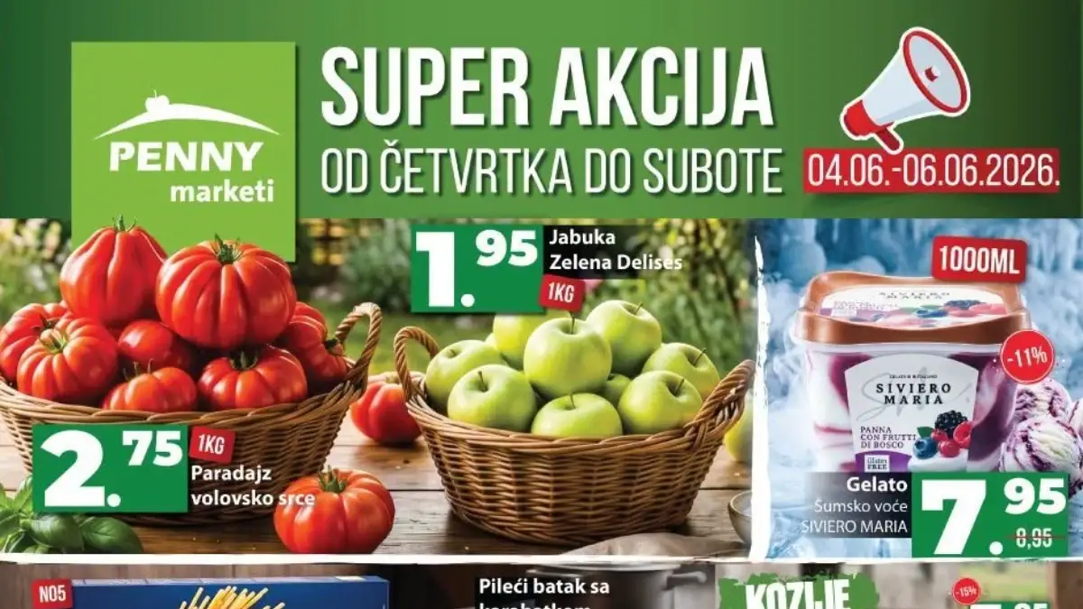 Penny marketi super akcija do 06.06.2026 – jabuke, paradajz, pileći batak i Coca-Cola na sniženju
