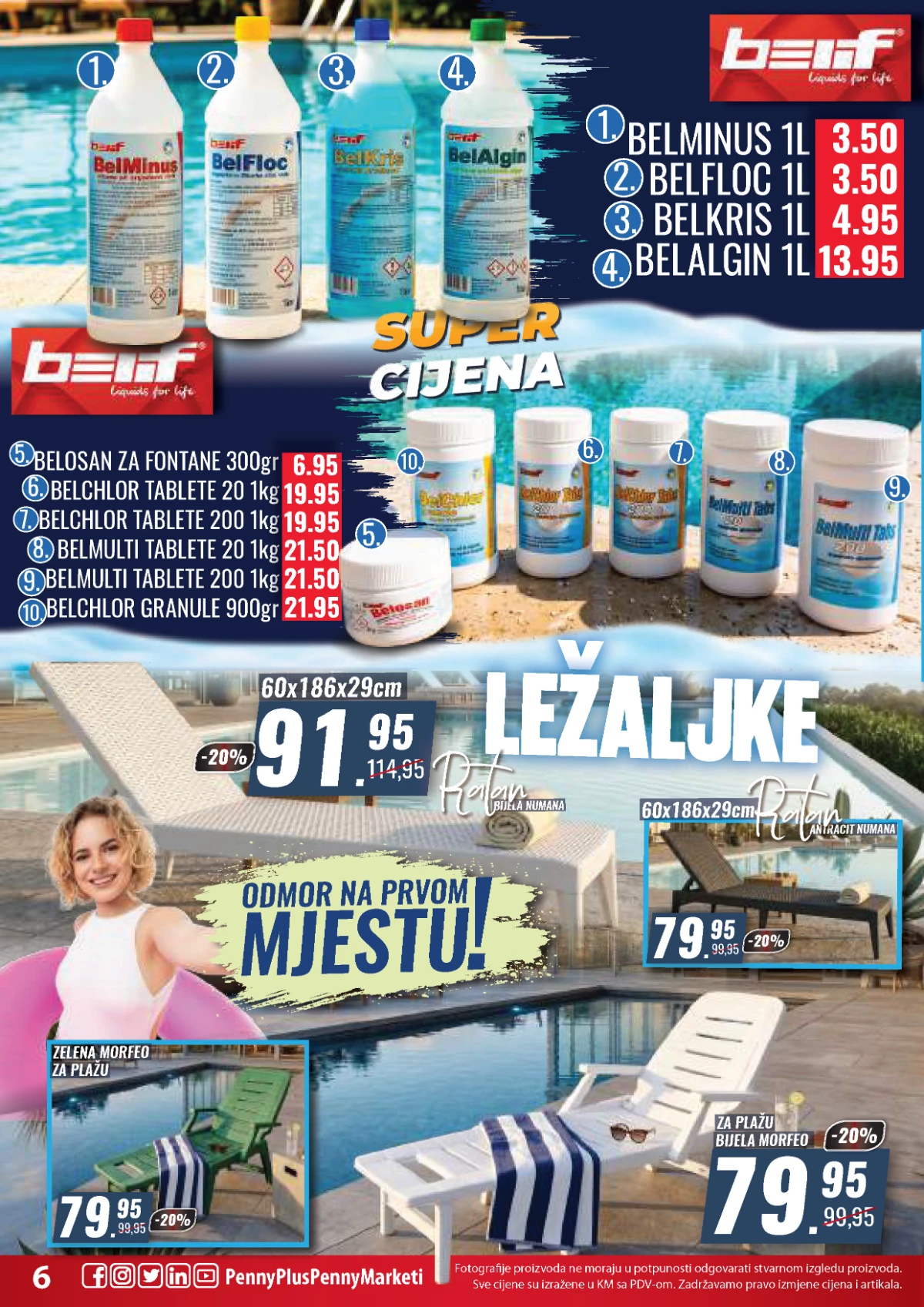 Ležaljke za plažu i hemija za bazene Penny Plus katalog