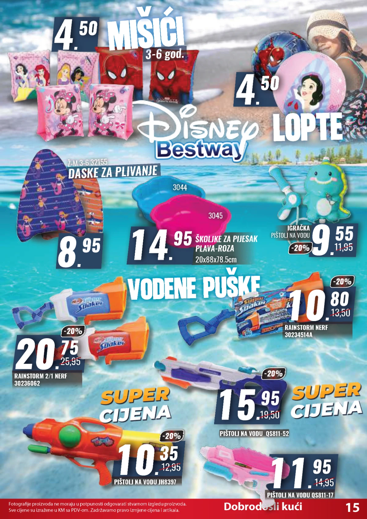 Vodene puške igračke za plažu i Disney program Penny Plus