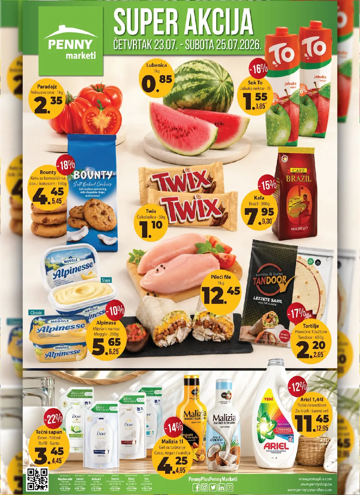 PENNY Market SUPER akcija do 25.07.2026. – popusti do 22% na prehranu, piće, higijenu i proizvode za domaćinstvo