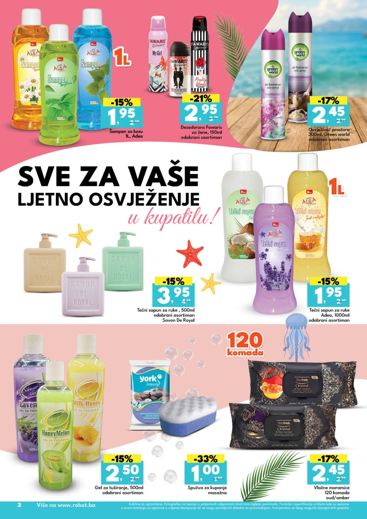 Robot katalog strana 2 – ljetno osvježenje za kupatilo i kozmetika na akciji