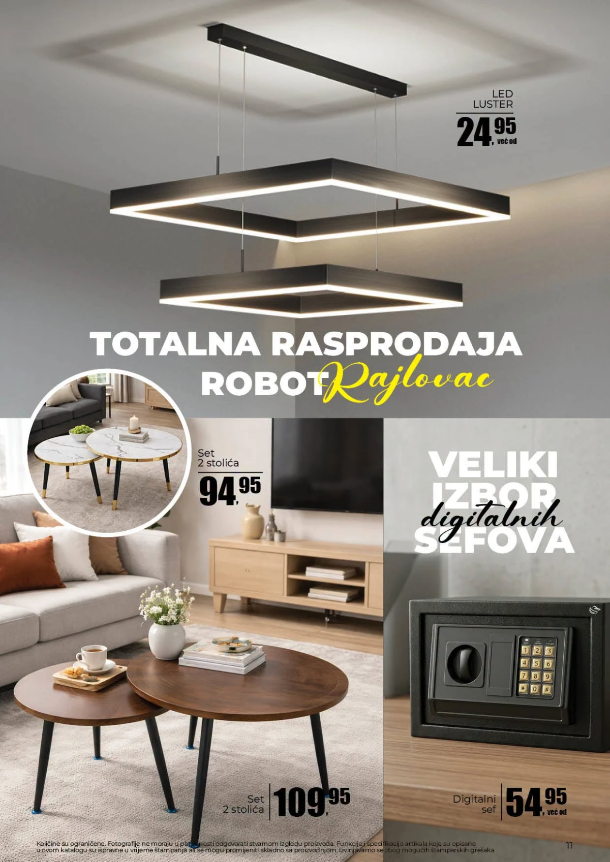Robot katalog strana 11 totalna rasprodaja Robot Rajlovac LED luster set stolica i digitalni sef