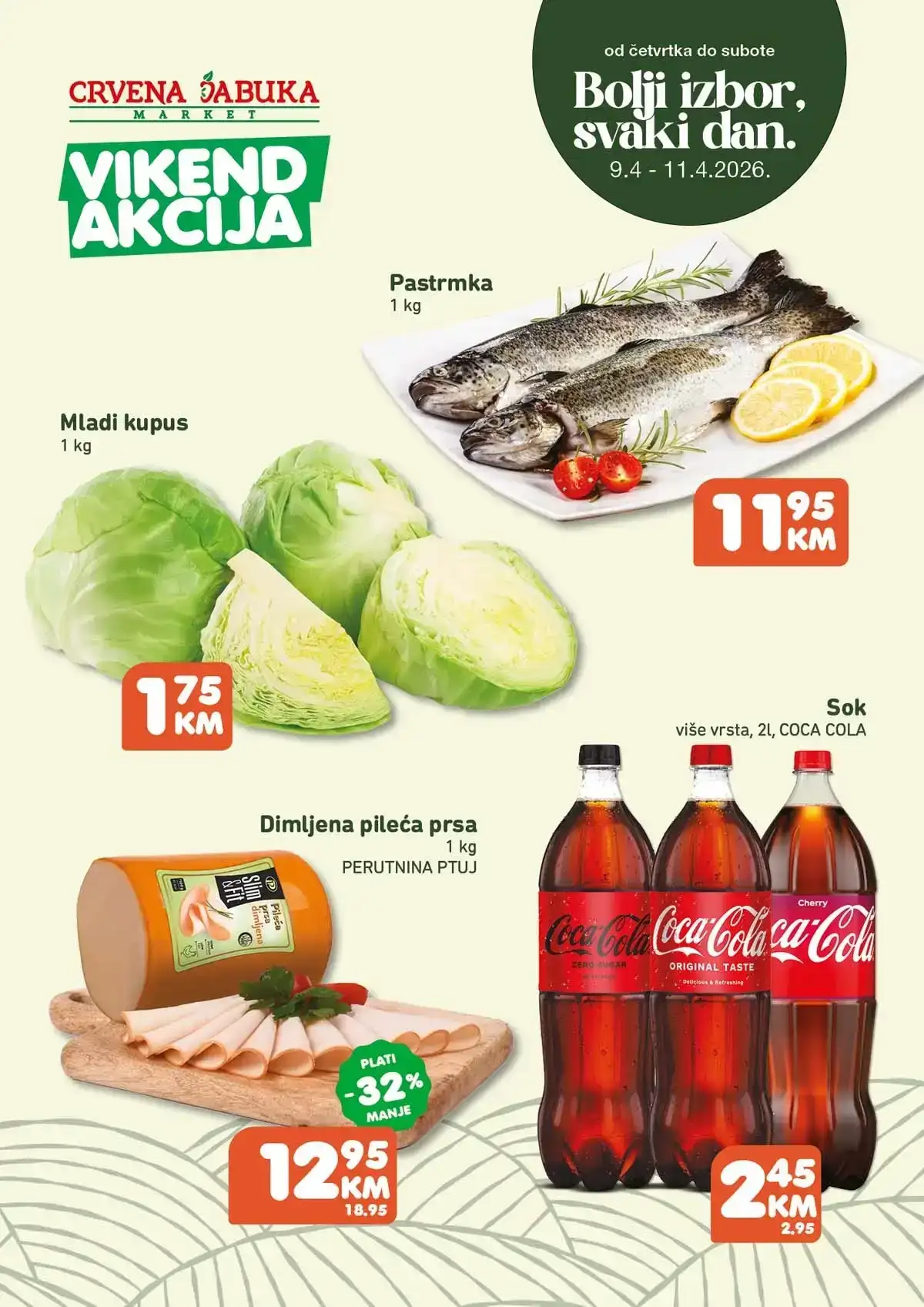 Crvena jabuka vikend akcija sniženja prehrane voća mesa i pića do 11. aprila 2026 katalog