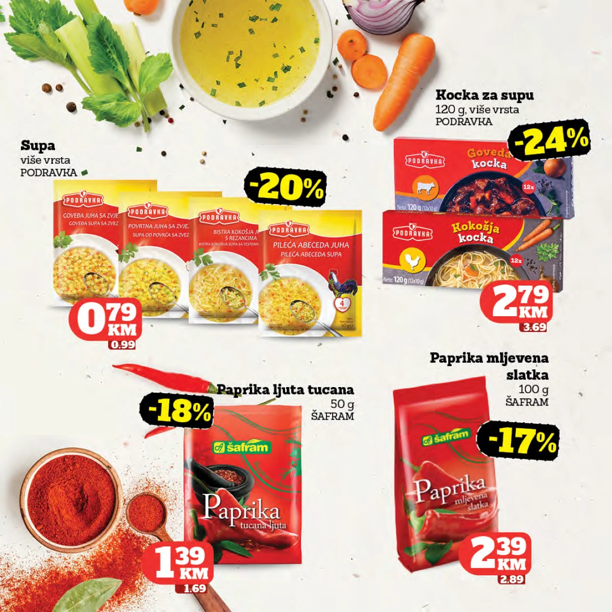 Moj Market akcija – Podravka supe 0,79 KM i Šafram paprika na sniženju do 24 posto